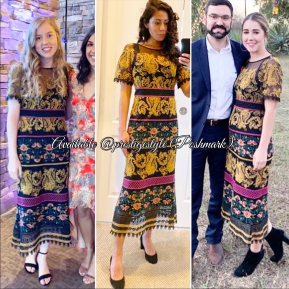 jacquin embroidered midi dress